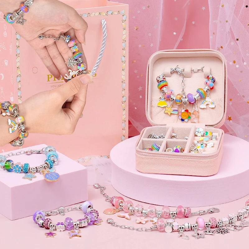 Juego de cuentas DIY para niños, rompecabezas creativo, Kit DE FABRICACIÓN de pulseras, juguetes para niños, artes, belleza, artesanía de moda,