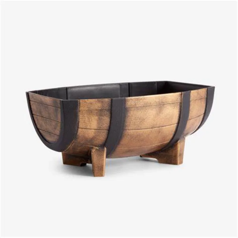 

Creative gardening plastic imitation wooden barrel flower pot