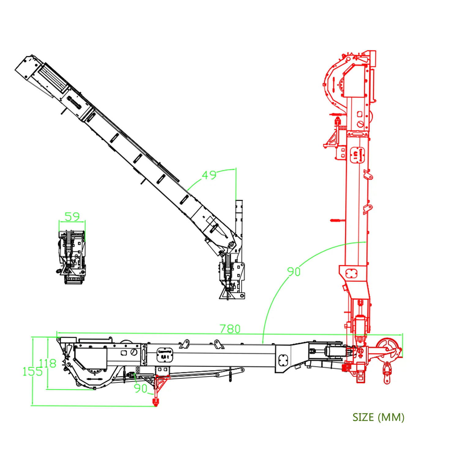 RC Superlift Toys dla 1/14 Scale Remote Control Hydraulic Crane Truck Metal Y Wings Crane Eyewhale Model Upgrade Parts TH24320