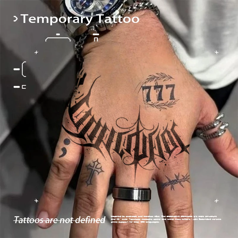 

Fake Tatto Temporary Tattoos Hip Hop Goth Text Herbal Juice Tattoo Sticker Haloween Waterproof Sexy Hottie Stickers Tatuaje Body