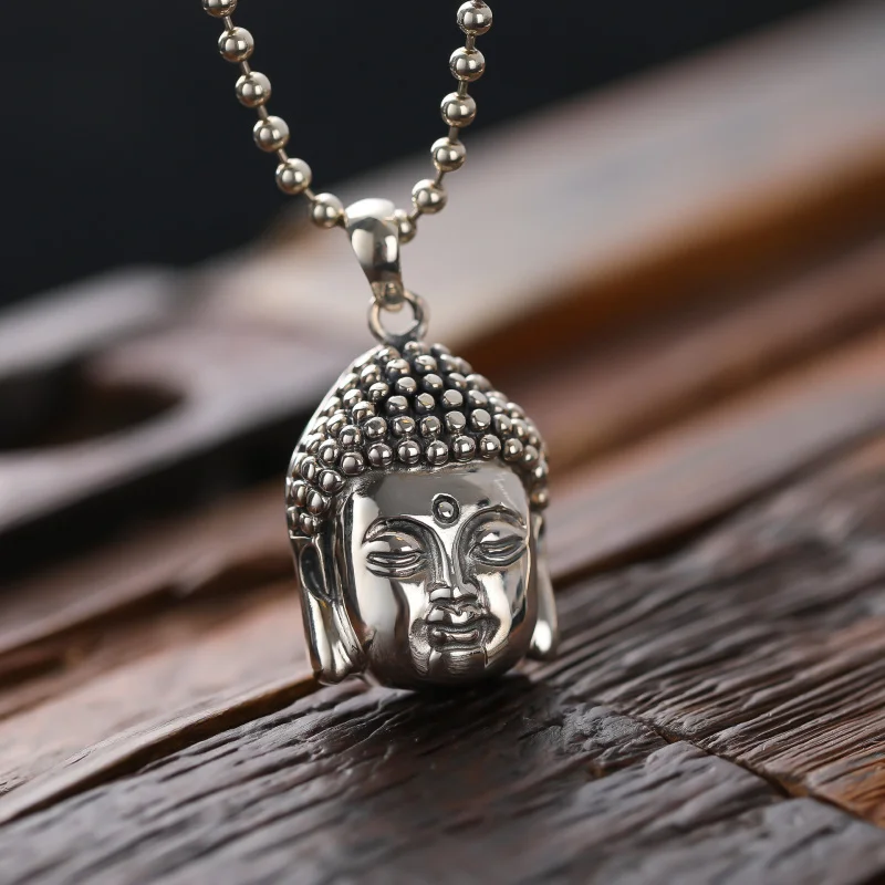 buddha pendant Thai SilverS925Sterling silver Texture High-Grade Necklace Chines