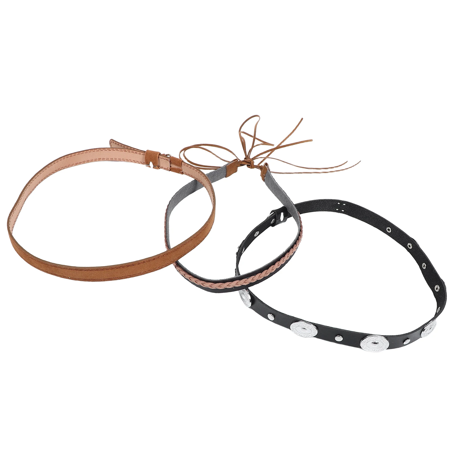 

3 Pcs Retro Hood Strap Fake Cowgirl Band Beach Hat Replacement Vintage Cowboy Western Accessories Artificial Belt