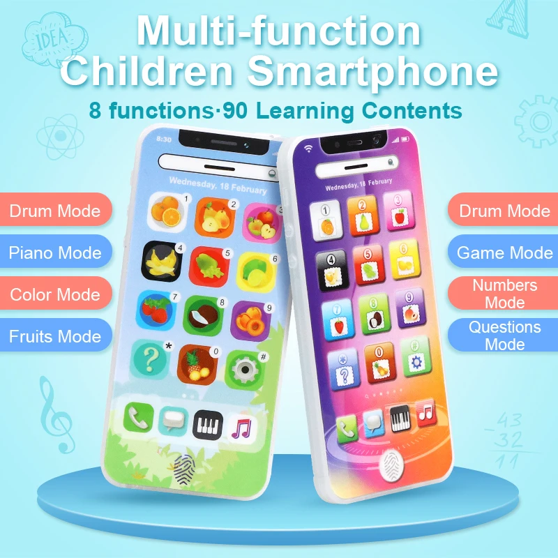 Children Simulation Phone Baby Musical Early Educational Toys English Learning Cellphone with Light Sound Mobile Vocal Toy