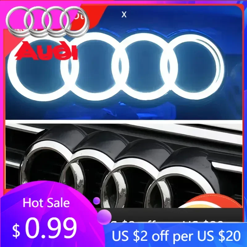 

Декоративные колпаки на колесные диски для Audi: светодиодная подсветка передней решетки с логотипом, статическое белое свечение, 249, 273, 285 мм, для Audi A3, A4, A5, A6, A7, A8, S3, S4, S5