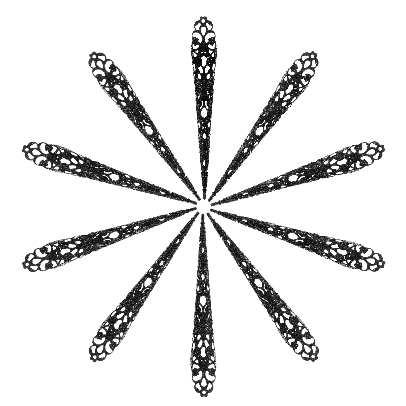 

20pcs Long Nail Covers Ancient Queen Fingernail Halloween Cosplay Prop Party Supply Performance Accessories Claw Rings For Women