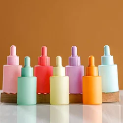 5PCS Glass Dropper Bottle Small Flat Shoulder Glass Dropper Bottles Macarone Frosted Essential Oil Dropper Serum Containers
