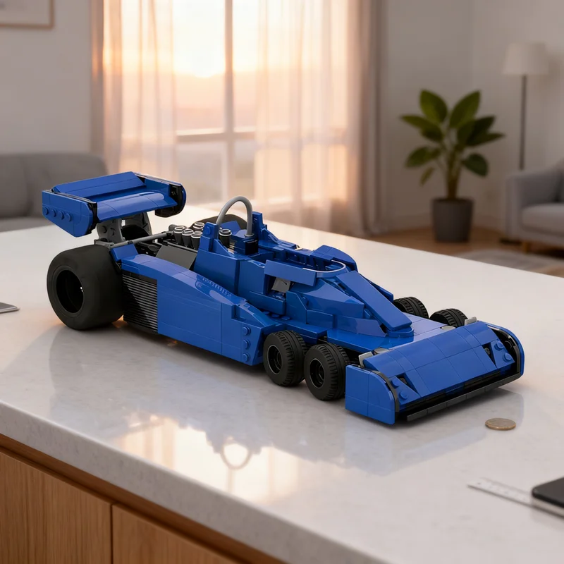 

808 деталей MOC Tyrrell P34: Рабочая модель V8 с иконами, конструктор, креативный подарок, декор для демонстрации, сборная модель премиум-класса для взрослых и детей, настольный декор
