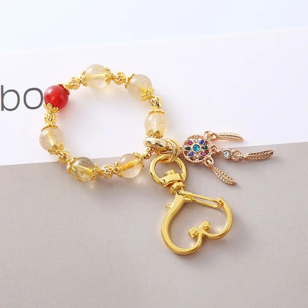 

Elegant Crystal Rhinestone Keychain Bag Hanging Portable Bead String Pendant Charms Ornaments Ethnic Style Keychain Girls