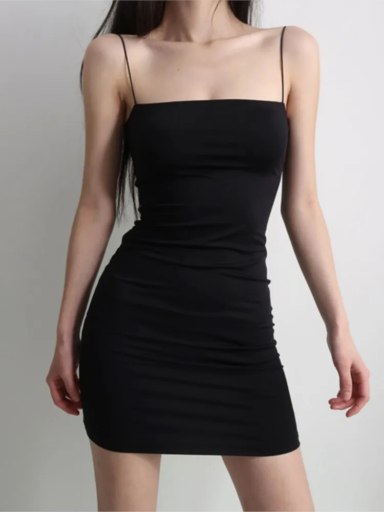 

Black Sexy Dress Spaghetti Strap платье Female High Waist Sheath Club Dresses For Women Short Summer Mini Sleeveless Vestidos