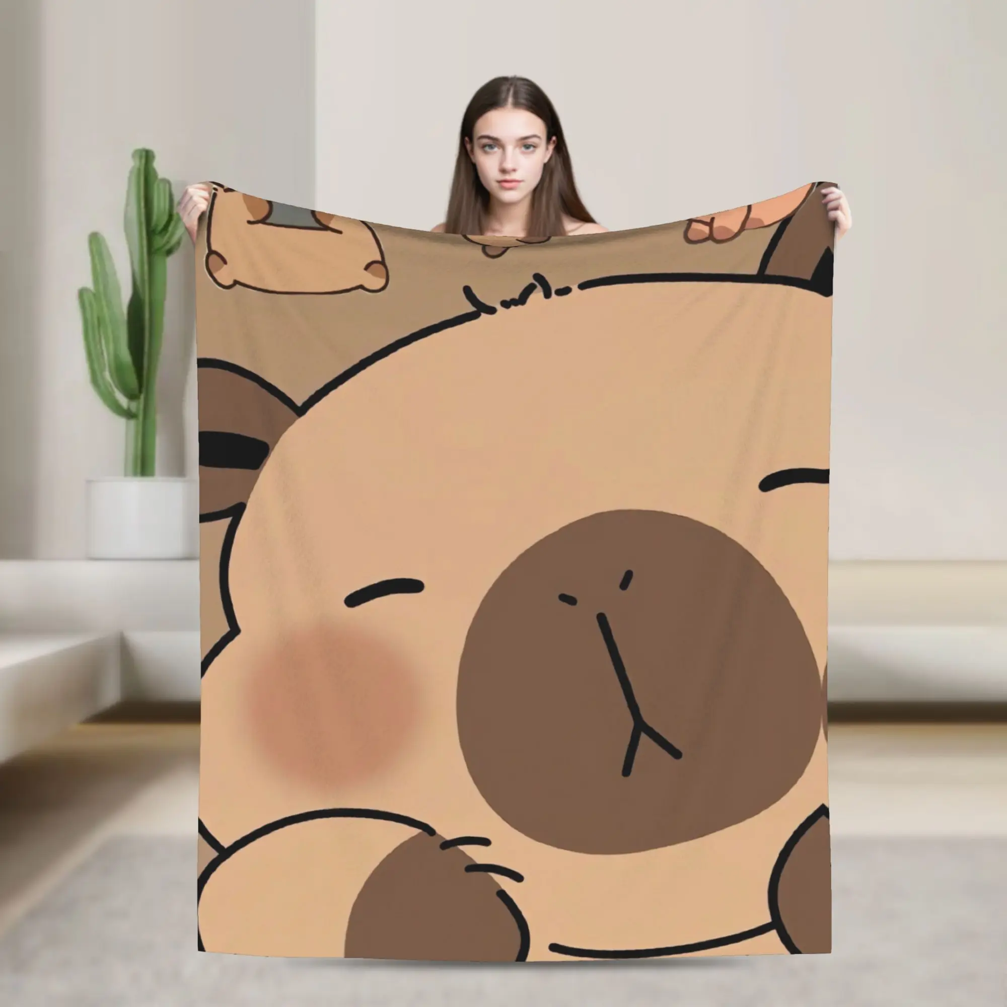 Capybara Super Warm Blanket  Airplane Travel Plush Throw Blanket Fluffy Couch Chair Flannel Bedspread Sofa Bed Cover