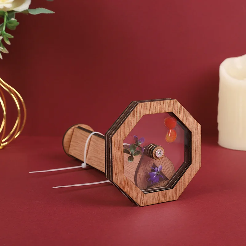 Zestaw do samodzielnego wykonania kalejdoskopu dla dzieci, drewniane puzzle 3D do eksploracji natury, kreatywne prezenty edukacyjne dla chłopców i dziewczynek.