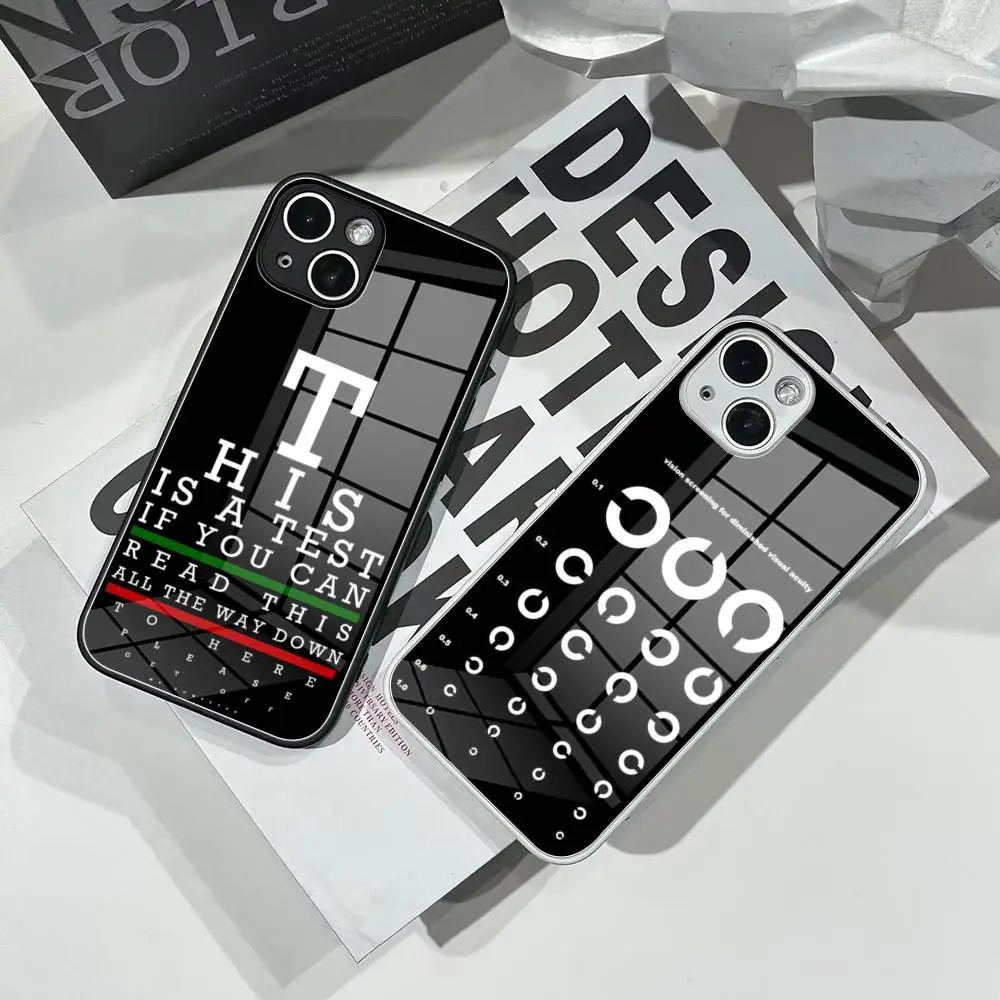 Medical Eye Vision Chart Phone Case Tempered Glass For IPhone 16 15 Pro Max 14 13 12 Mini Plus Samsung S24 S23 Ultra phone case