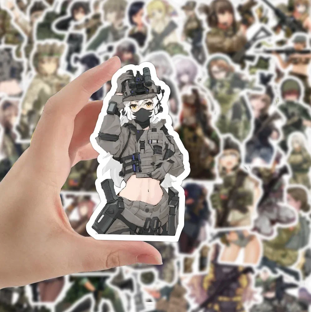 10/50PCS Camouflage Soldato Femminile Del Fumetto Adesivi Militare Anime Ragazza Graffiti Decalcomanie Adesivo per Skateboard Notebook Telefono