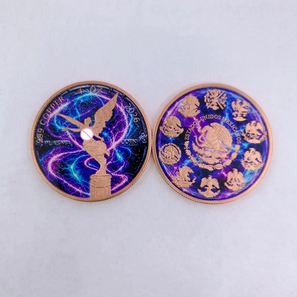 1 OZ .999 Pure Copper Winged Victory Goddess Commemorative Coin Color Enamel Collectible Challenge Coin Home Decor Holiday Gift