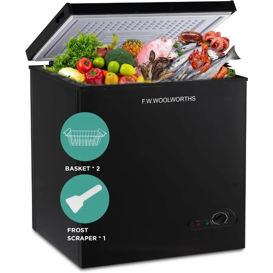 

7.0 Cu.Ft Chest Freezer with 7 Gears Temperature Control Removable Basket Compact Deep Freezer for Kitchen Home Office Garage B