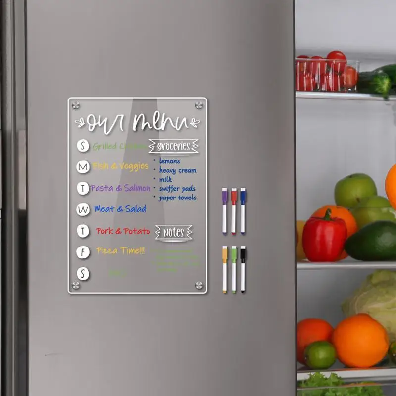 Wöchentlicher Magnet kalender für Kühlschrank Wochen planer Trocken lösch brett mit 6 Markierungen wieder verwendbare Einkaufs liste Pads Mahlzeit Planer Memo