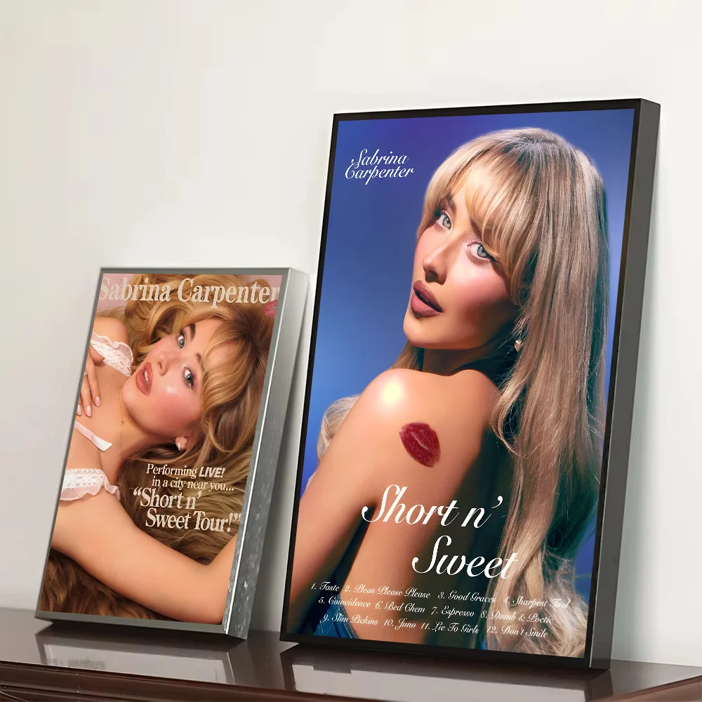 Modern Fashion Singer Sabrina Carpenter Poster Self-adhesive Art Waterproof Paper Sticker Coffee House Bar Room Wall Decor