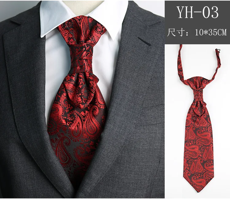 

Men's Tie Wedding Groom Dinner Conference Suit Gentleman's Dress English Style Wine Red Imitation Silk Hong Kong Knot