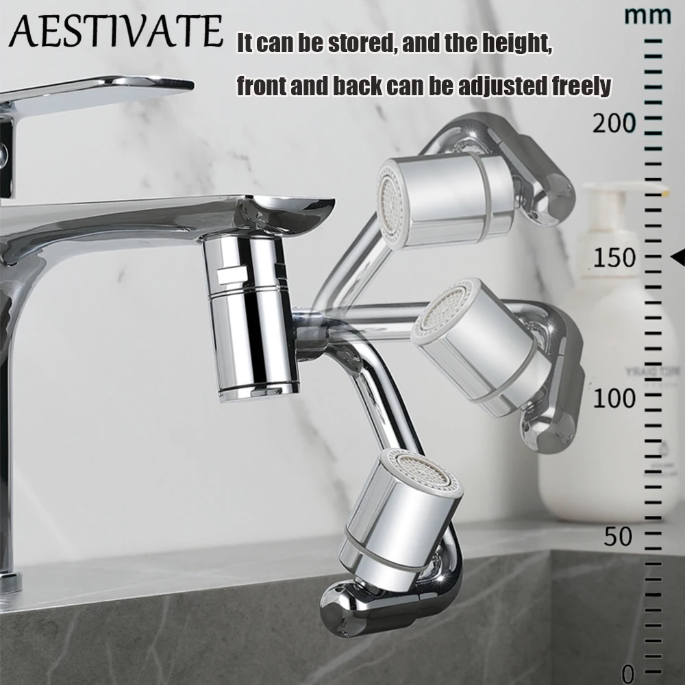 New Universal 1080° Rotation Extender Faucet Aerator Plastic Splash Filter Kitchen Washbasin Faucets Bubbler Nozzle Robotic Arm