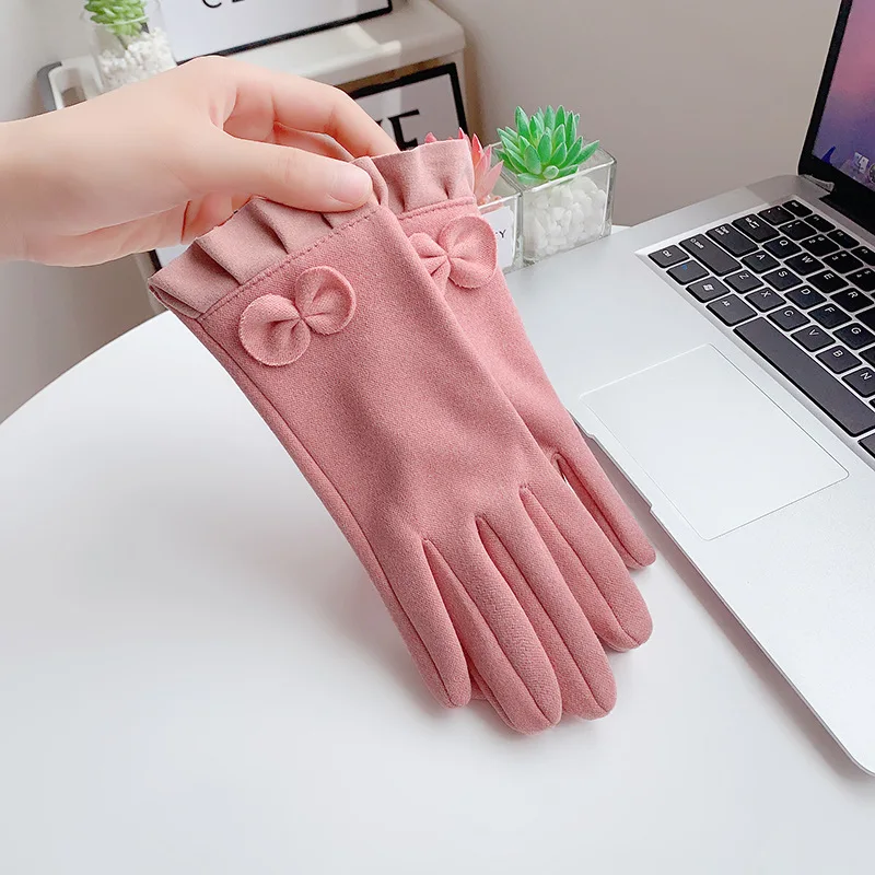 ผู้หญิงถุงมืออุ่น Antislip หน้าจอสัมผัสกลางแจ้งหนาเย็นเยอรมันกํามะหยี่ขี่จักรยานเกาหลีถุงมือฤดูหนาวฤดูใบไม้ร่วงฤดูหนาว
