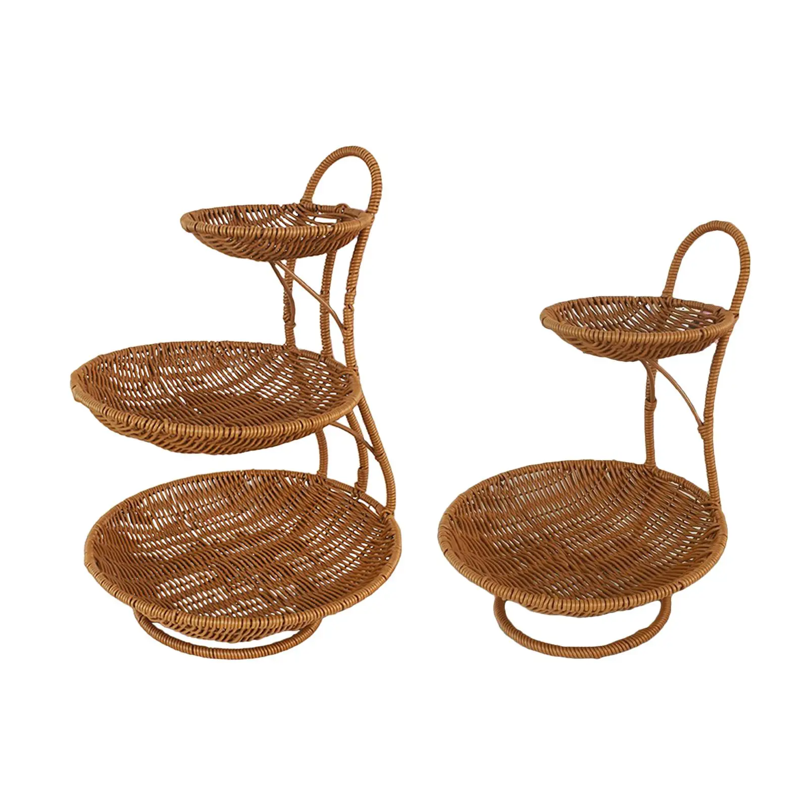 Imitation Rattan Fruit Basket Bowl PP Countertop Fruit Holder Container for Kitchen Storage Organizer