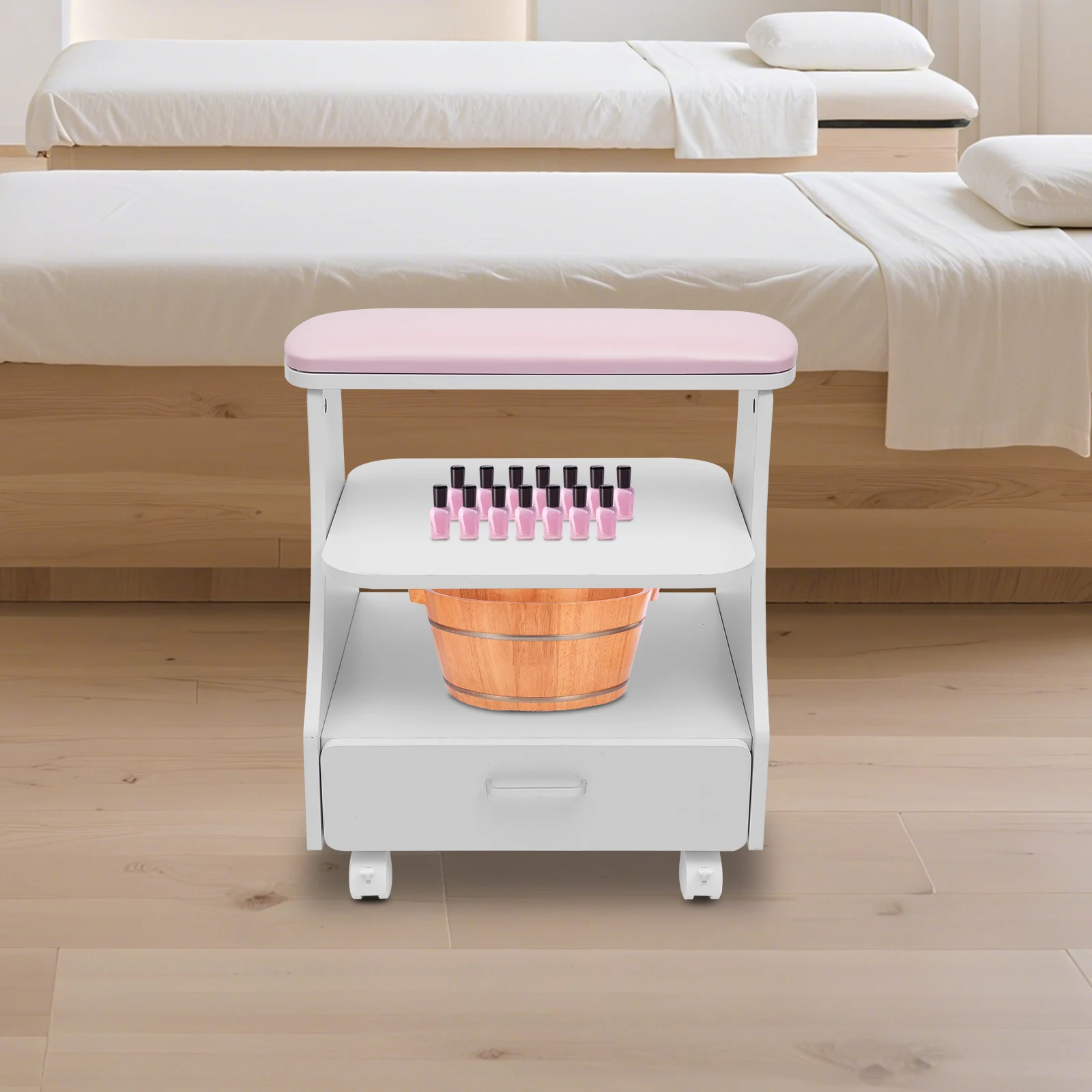 مسند القدمين حمام القدم البراز مع عجلات صالون تجميل الأظافر عربة مانيكير الأثاث للباديكير تدليك القدم العناية بالأظافر