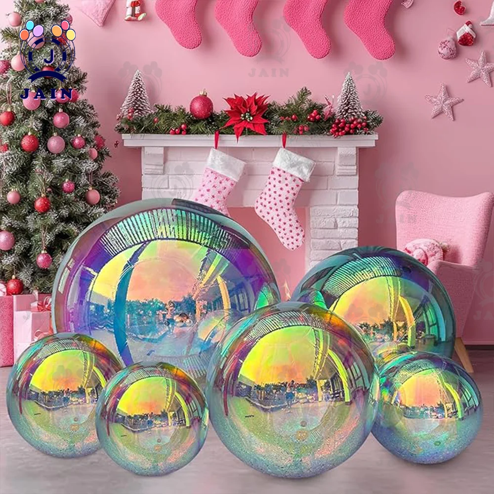 Inflatable Mirror Ball 6pcs Airtight Big Shiny Balls Large Inflatable Disco Ball Silver & Gold & Iridescent Giant Mirror Balloon