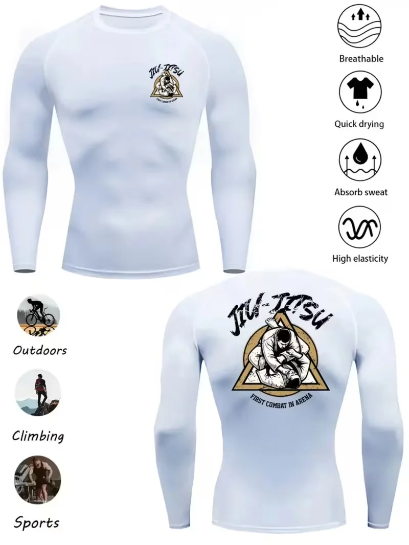 Hot new men's long sleeved high stretch sports running compression shirt - breathable and sweat absorbing long sleeved top view 2