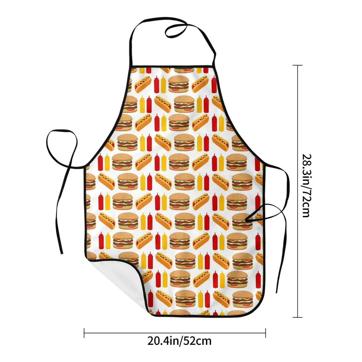 Fast Food Hot Dog Pattern Aprons Chef Cooking Tablier Sleeveless Bib Kitchen Cleaning Pinafore for Women Men Painting