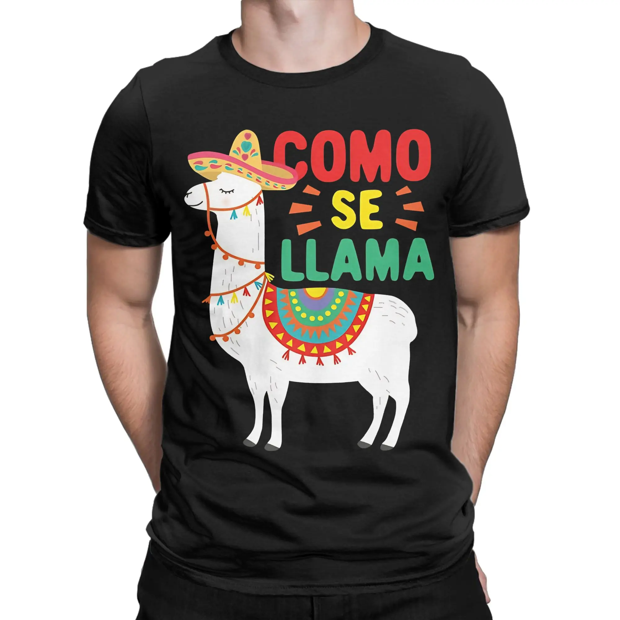 Como Se Llama Mexican Pride Cinco De Mayo Festival Alpaca Men T Shirts Tees Short Sleeve O Neck T-Shirts 100% Cotton 6XL Clothes