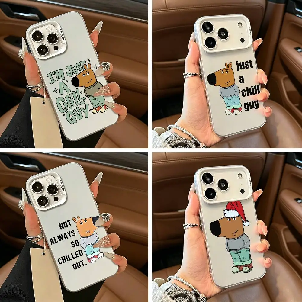 

Just a C-Chill G-Guy sticker Phone Case For iPhone 11 12 13 14 15 16Pro Max Plus white silver Phone Cover