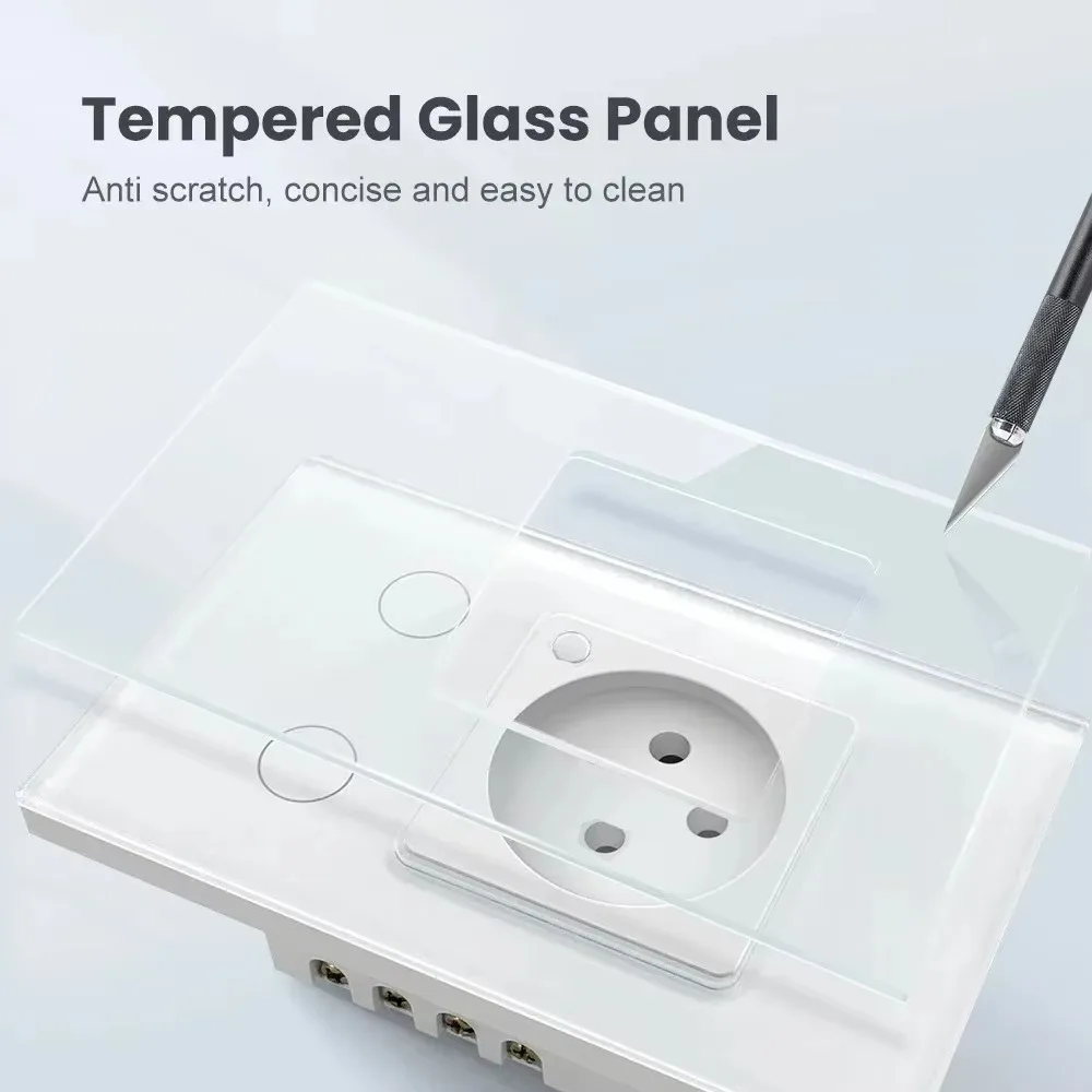 Melery Israel Wall Socket Tuya Wifi Smart Light Switch Plug Electrical Outlet Touch Sensor Glass Panel Remote Alexa Google Home