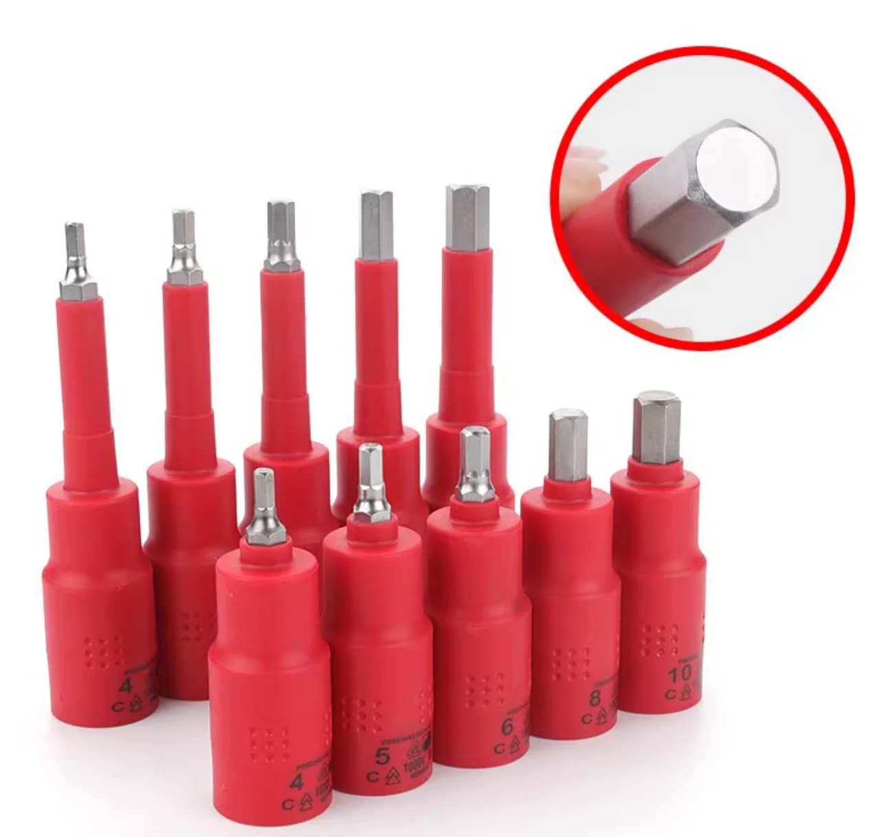 

BESTIR tool 12.5mm 1/2"dr. VDE 1000V insulated hex bit socket wrench S2 alloy H4x120mm H5x120mm H6x120mm H8x120mm H10x120mm