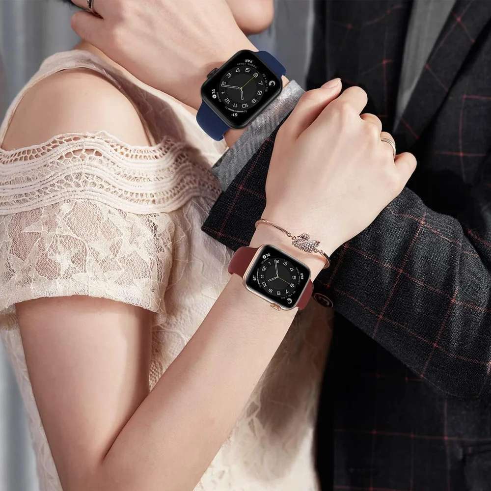 Силиконовый ремешок для Apple Watch Band series 9 7 8 se 4 5 6 44 мм 40 мм 45 мм 41 мм 42 мм 38 мм 44 мм, браслет correa iwatch Ultra 49 мм