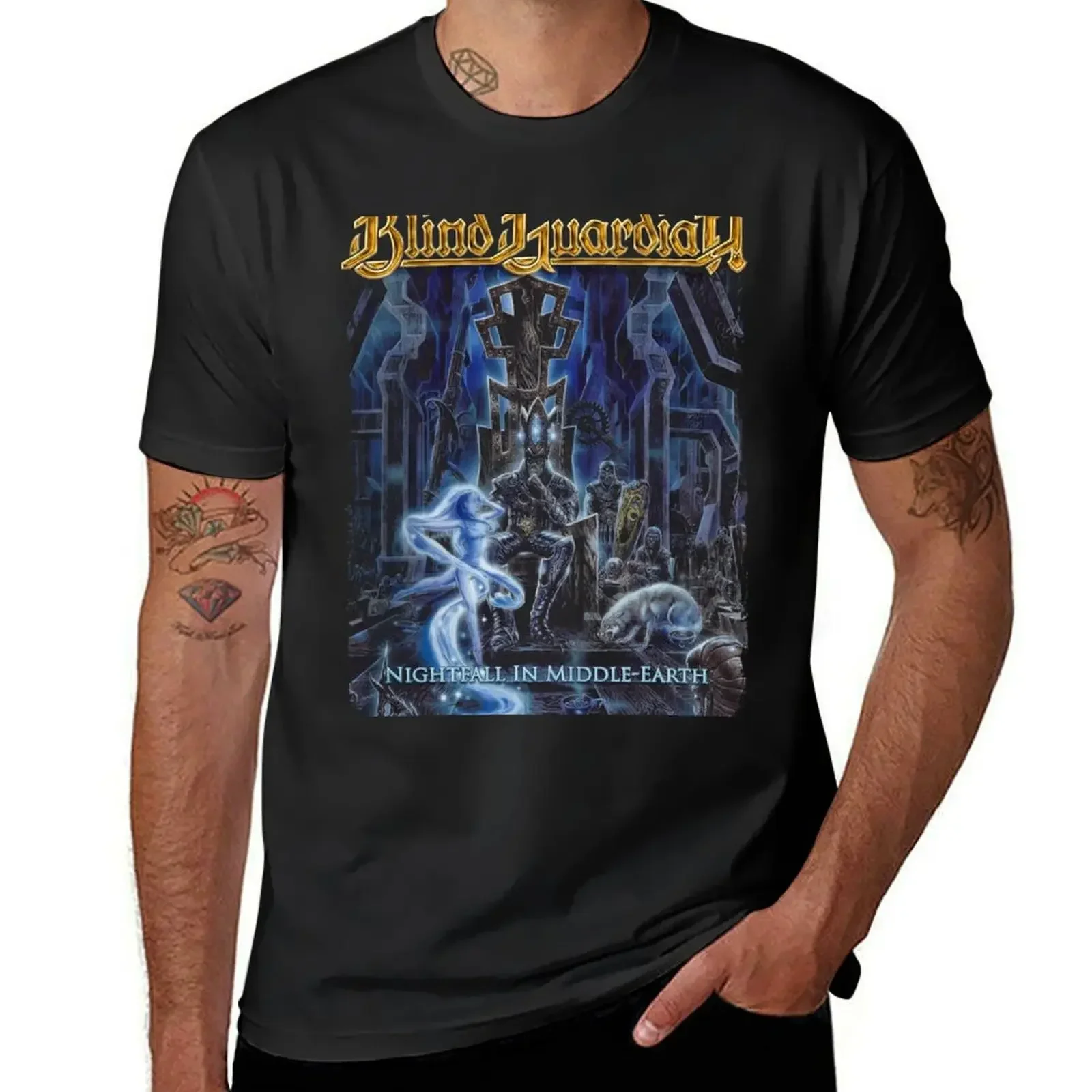 Camisetas blancas para hombre Blacks Sublime Blind - Nightfall in Middle Earth Guardian, ropa para hombre, estilo gráfico harajuku de algodón