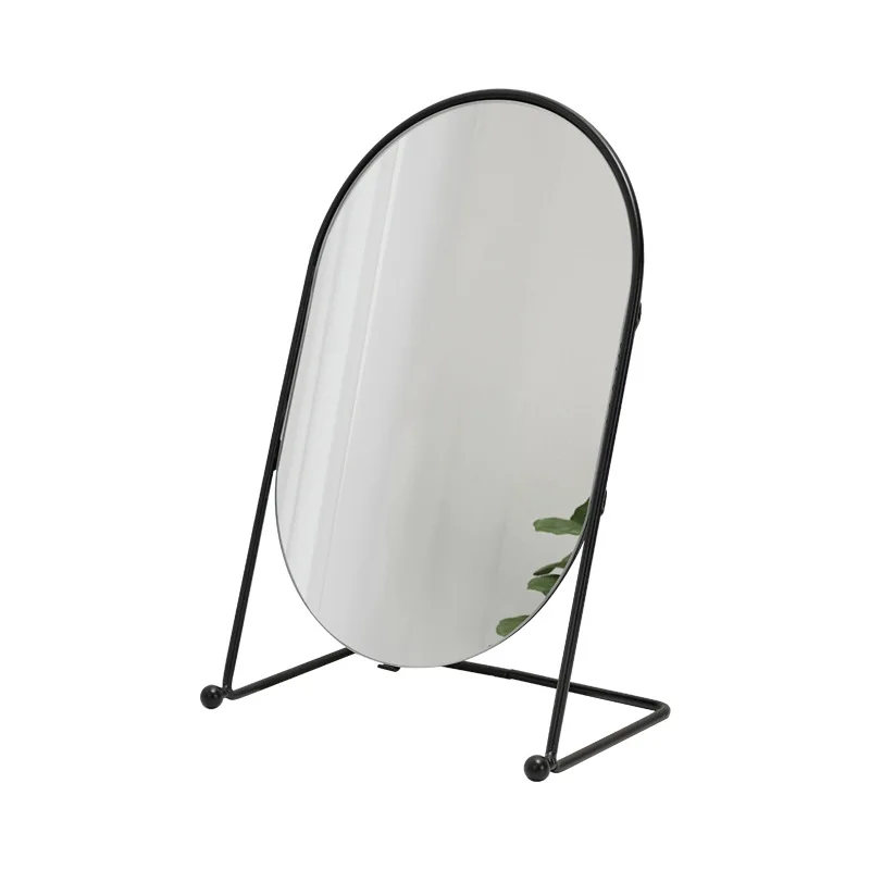 New Simple Makeup Mirror Desk Standing Oval Dressing Mirror for Bedroom Bathroom Dormitory Light Luxury Mural Home Decoration