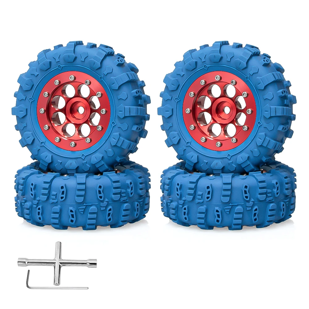 1.3 Beadlock Wheels and Crawler Tires 64mm * 26mm Mud Slingers Soft Sticky Tyres For 1/24 1/18 Crawler TRX4M SCX24 FCX24 FCX18