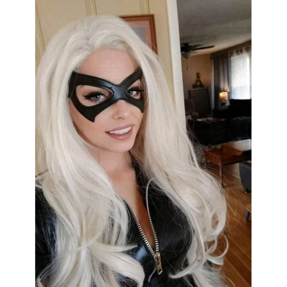 Stage Performance Masquerade PU Leather Mask Gothic Style Punk Cat Eye Mask Adjustable Handsome Cosplay Mask Cosplay Costume