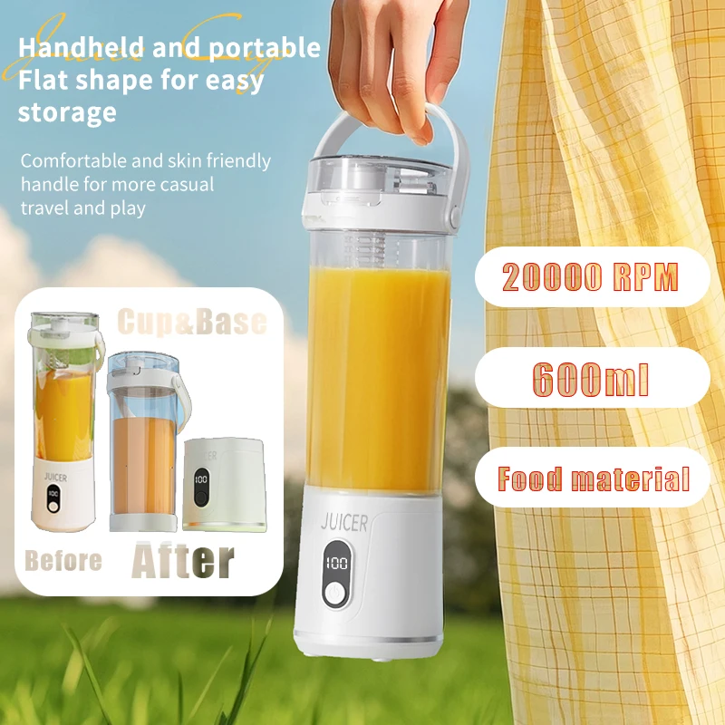 

Household Portable Juicer USB Rechargeable Electric Juicer 600ML Mini Juice Cup Multi functional Dual use Fruit Juice Cup