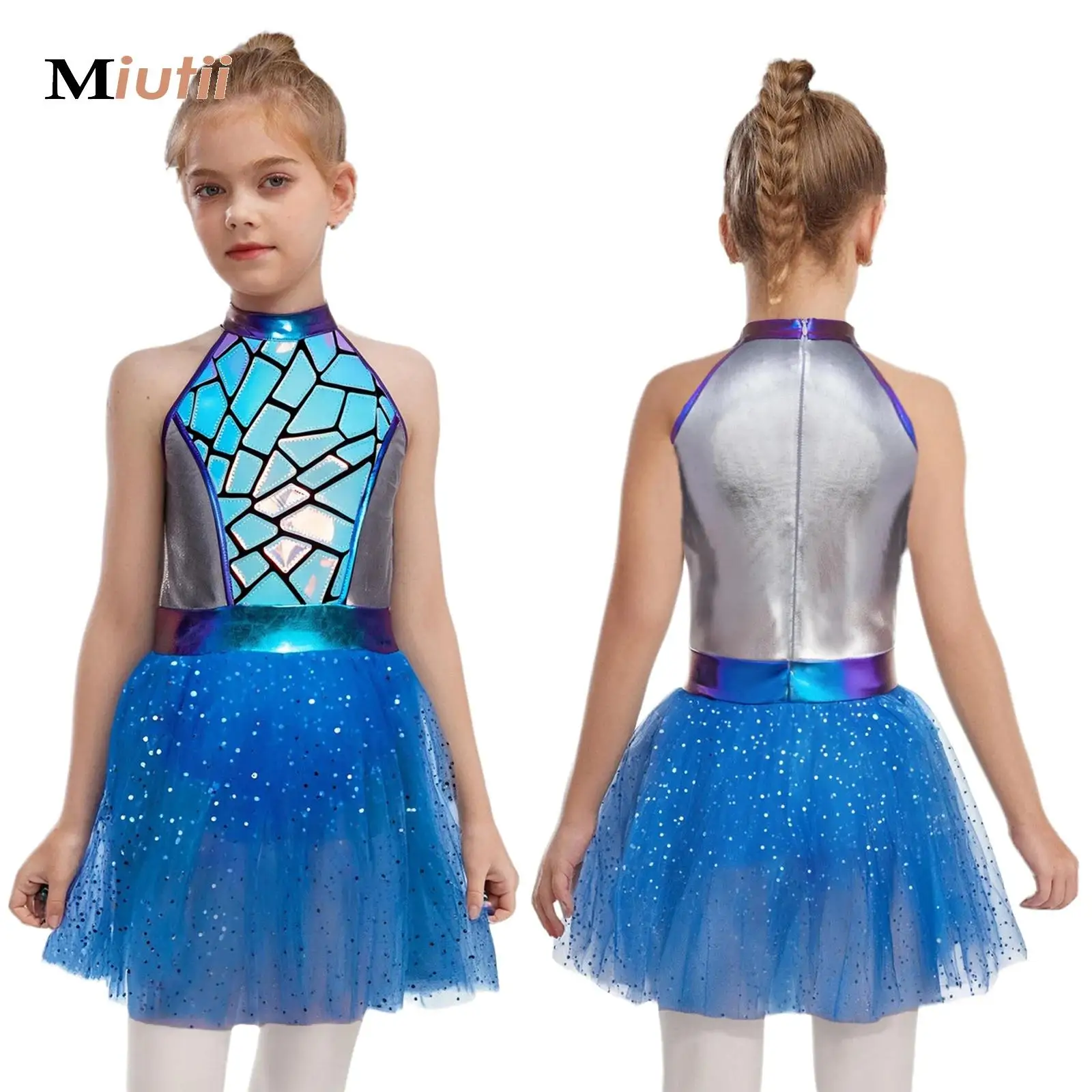 

Kid Mirror Jazz Dance Dress Girl Birthday Outfit Shiny Dancer Singer Stage Catwalk Costume Halloween Carnival Astronaut Dress Up