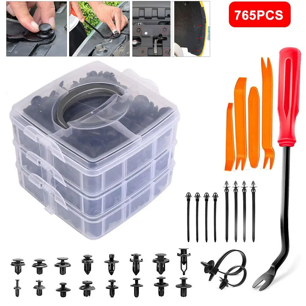 

Bumper Fix - it Kit: 765 - Pack of Nylon Retainers, Push Trim Clips & Pin Rivets