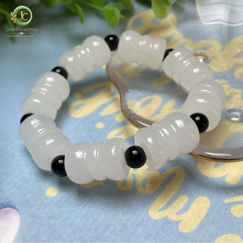 Afghan white jade bamboo bracelet for men and women, single-loop bracelet, street market supply, live streaming, trade fairs, sa