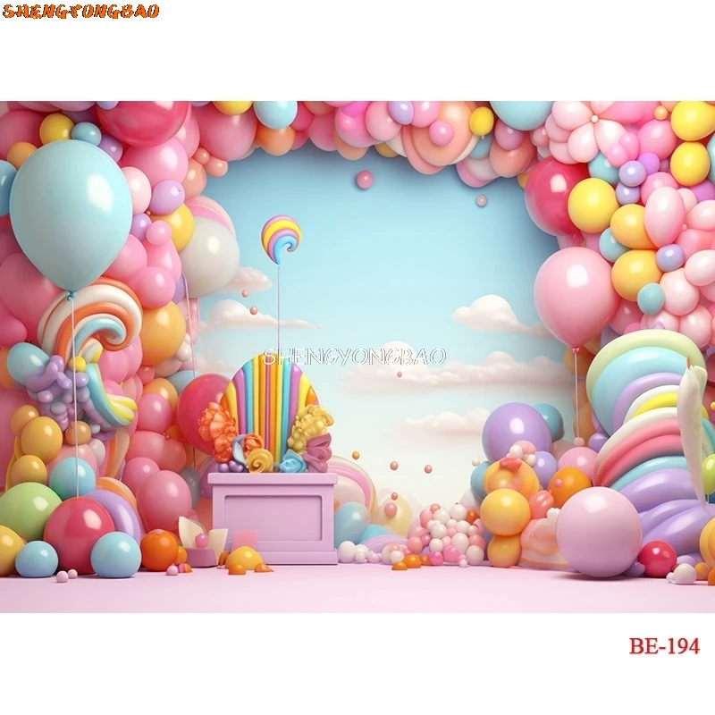 SHENGYONGBAO-Toile de Fond Colorée pour Photographie de Nouveau-Né, Accessoire de ixPréChristophe, Ballon à Air, Ours, Joyeux Anniversaire