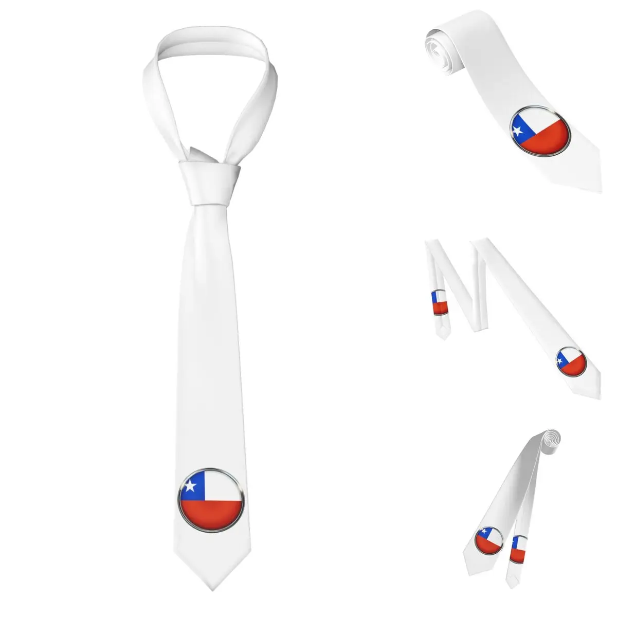 Flag Of Chile Necktie for Men Silk Polyester 8 cm Neck Ties Party Accessories Tie Casual Gravatas