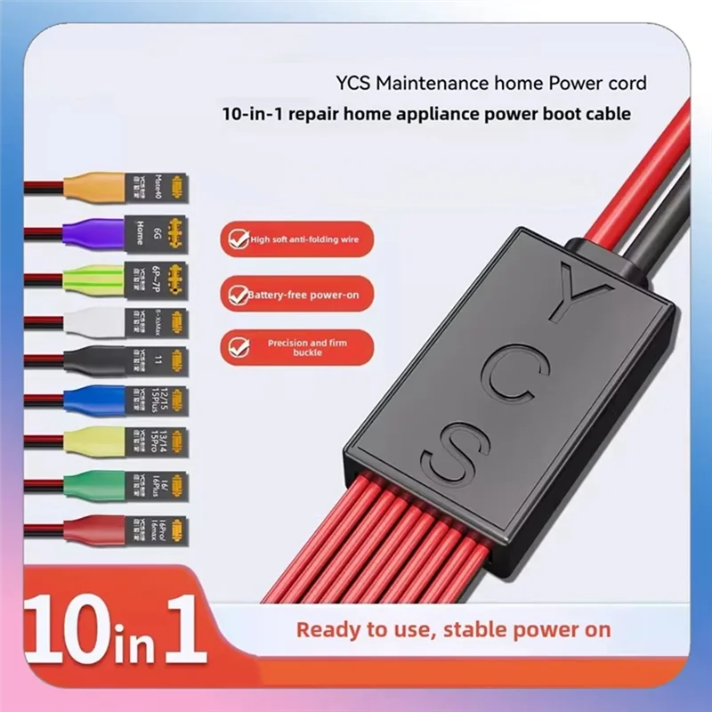 AEF7-YCS D01 Charging Boot DC Power Detection Line For Iphone 6 To 16 Pro Max Battery Clip Motherboard Test Boot Cable Tool
