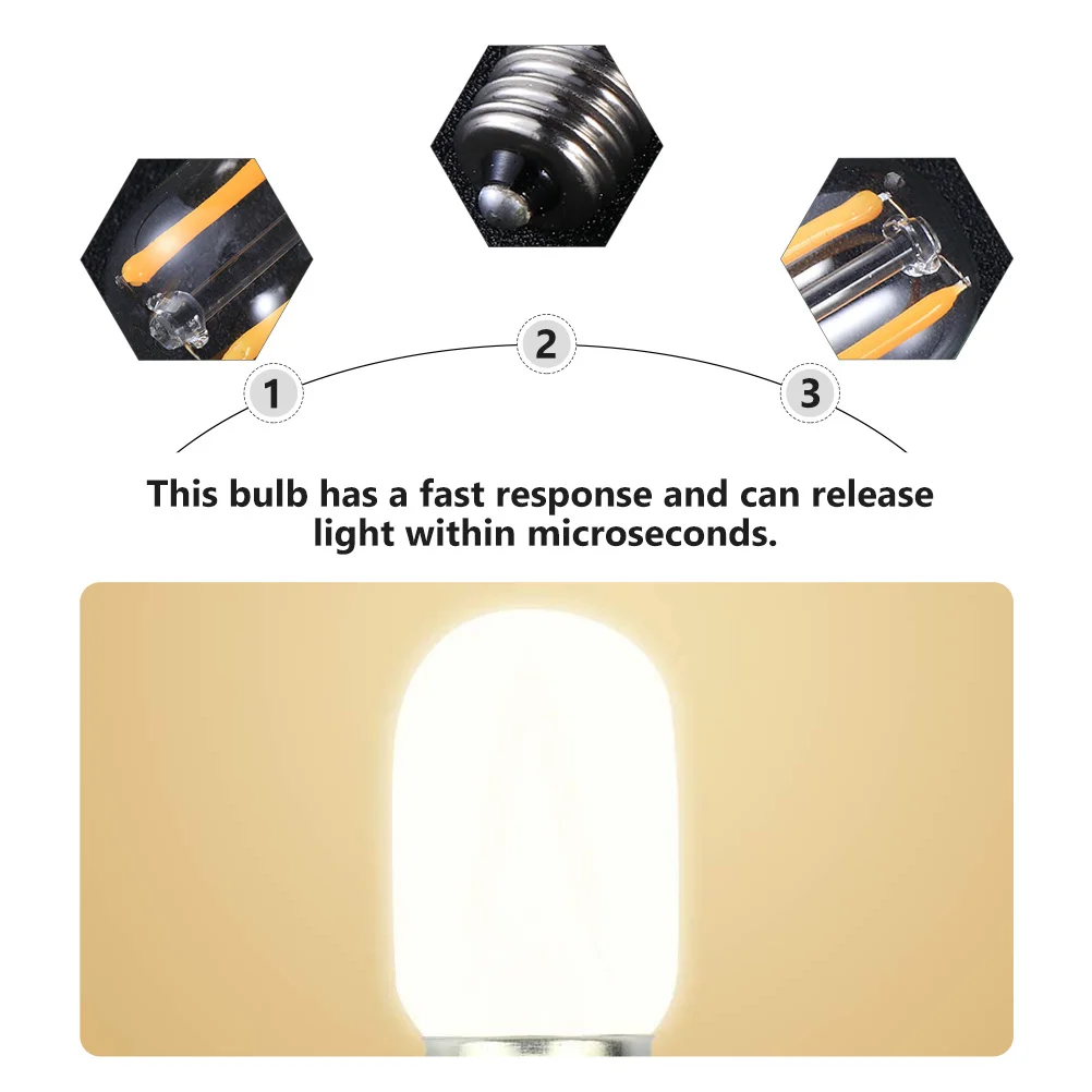 

2Pcs LED Retro Bulbs E14 Mini Refrigerator Range Hood Replacement Energy Saving Light Bulbs White Durable Refrigerator Bulb