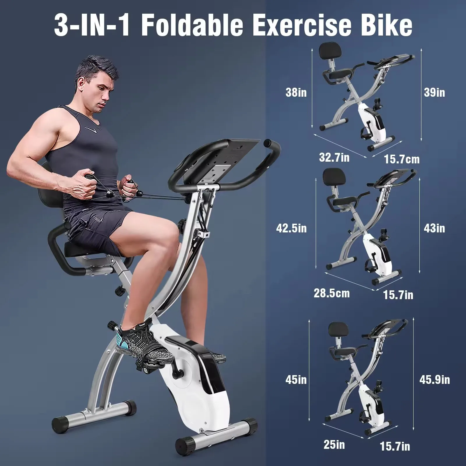 2024 New Design Stationary Upright-Recumbent Exercise Bike Indoor Cycling Folding Magnetic Resistance Fitness Exercise X Bike