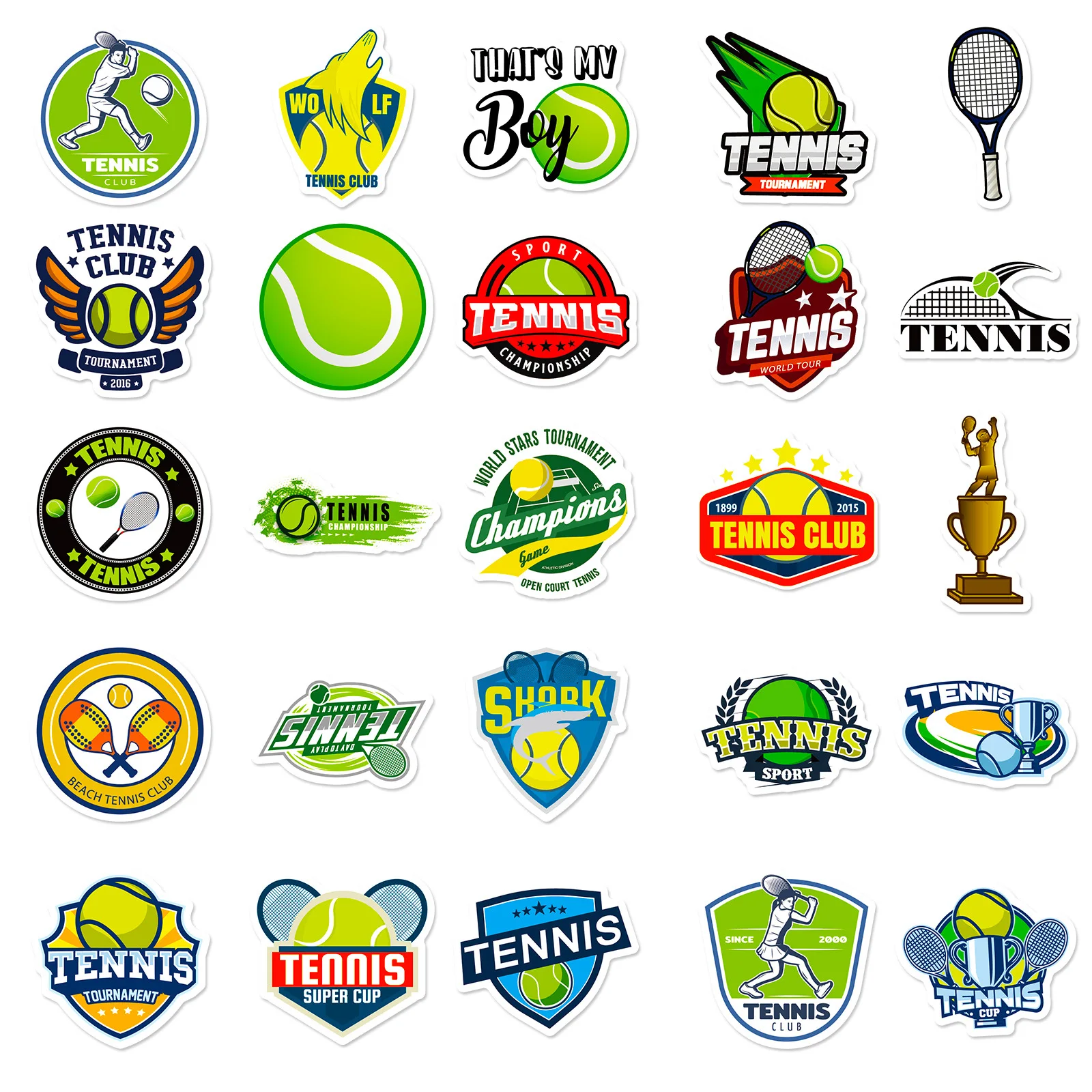 10/30/50PCS New Tennis Stickers Cartoon Graffiti Sports Stationery Tablet Luggage Bottle Guitar Car Wall Sticker Toy Decoration