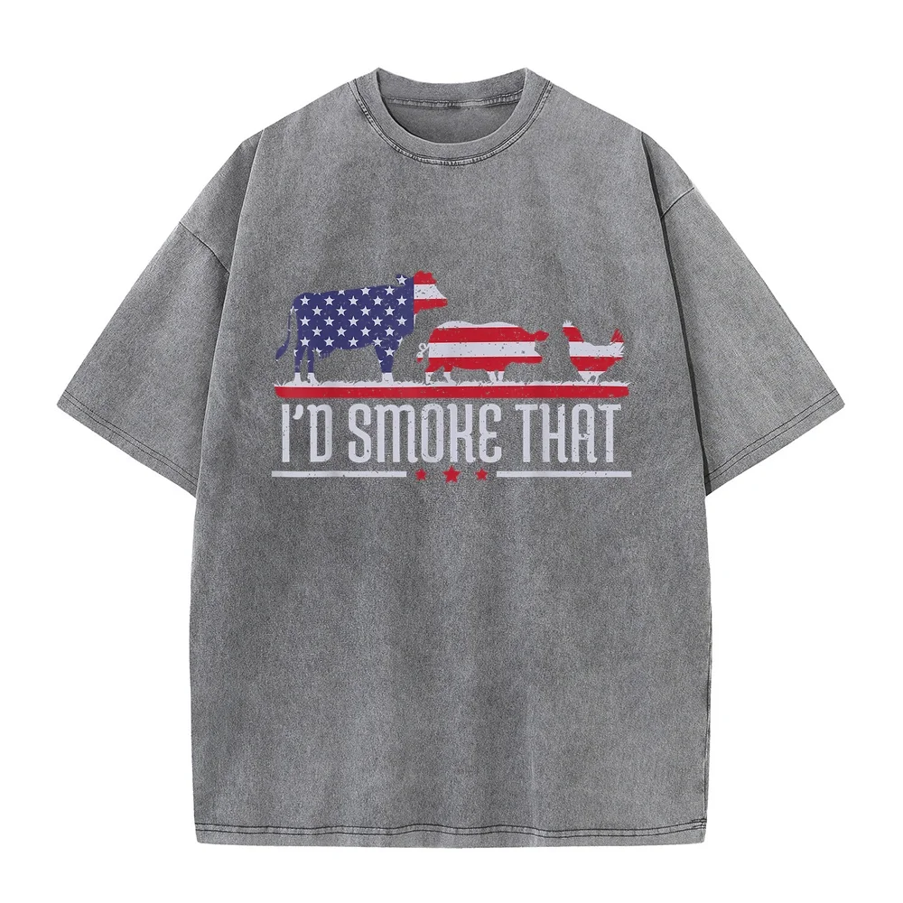 Graphic Men Tees 4th July I'd Smoke That Patriot BBQ Barbeque Cook Chef T-Shirt Sweatsuit Personalized Luxury Brand Full Size