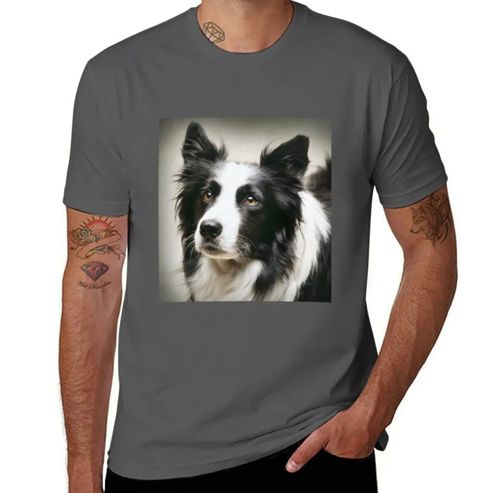 Working Border Collie T-Shirt oversized t shirt anime t shirts mens white t shirts